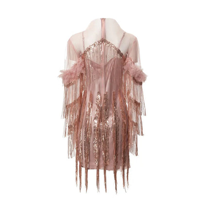 Ärmelloses A-Linien-Kleid mit Rückenausschnitt und Applikationen – femininer Look mit eckigem Ausschnitt und hohem Bund