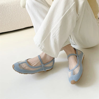 AIYUQI Damensandalen 2025, neue Mesh-atmungsaktive, rutschfeste Mary Jane-Damenschuhe, große flache Fischerschuhe für Damen
