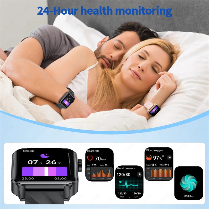 LIGE Für Android IOS Neue 1,85 "Smart Uhr Männer Bluetooth Anruf Sport Smartwatch Frauen Herz Rate Blut Sauerstoff Monitor uhr 2025