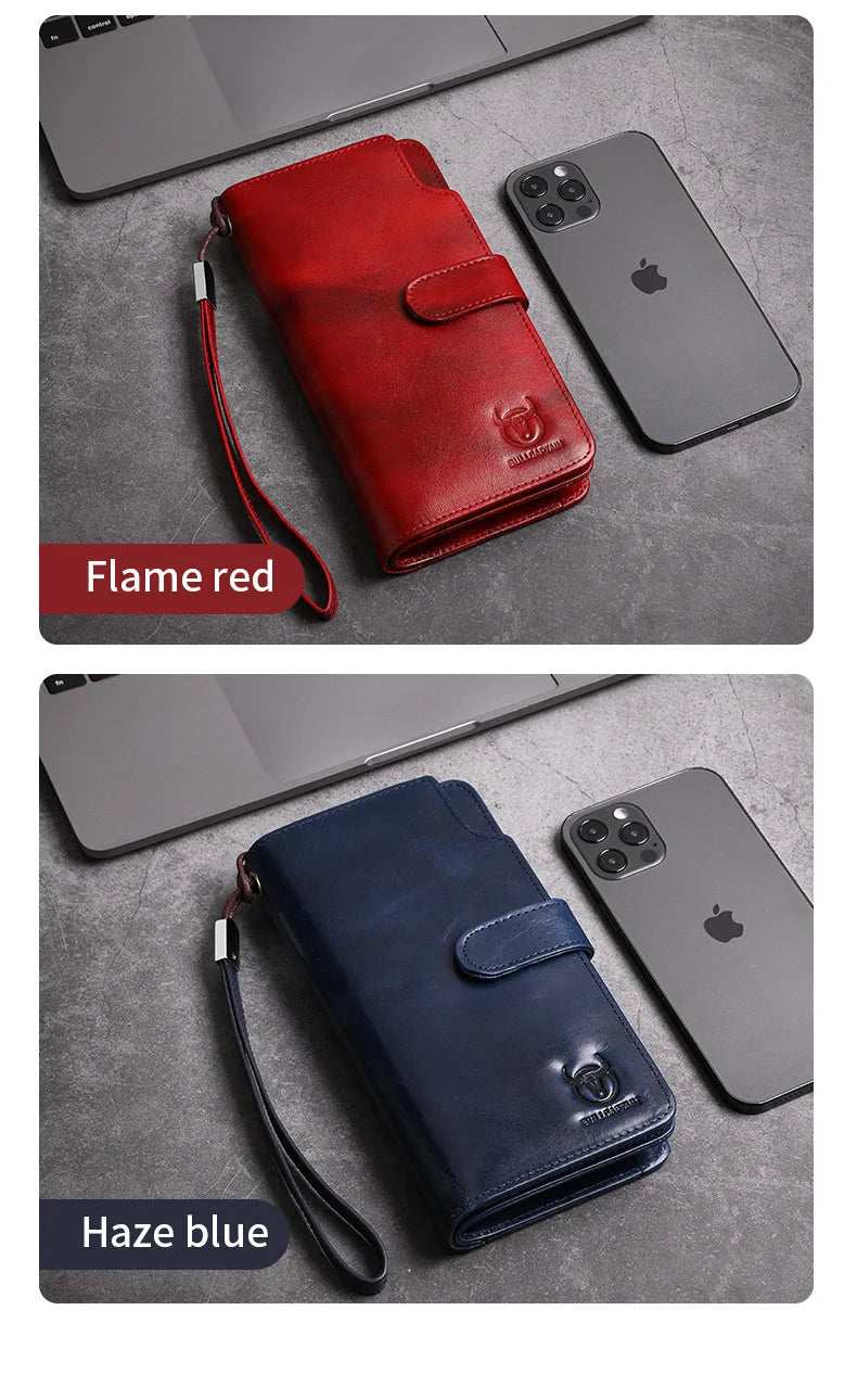 Unisex Geldbörse Langformat Bifold Mit RFID-Schutz Und Handgelenkband Für Mehrere Karten