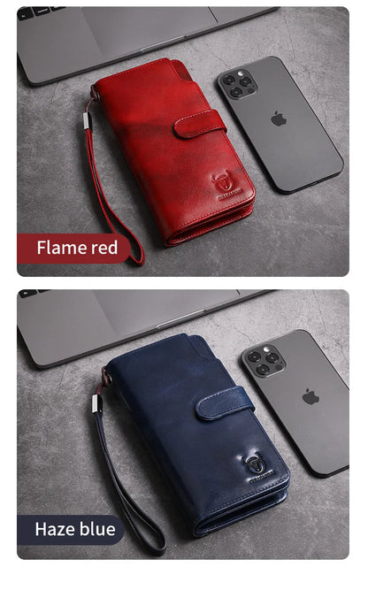 Unisex Geldbörse Langformat Bifold Mit RFID-Schutz Und Handgelenkband Für Mehrere Karten
