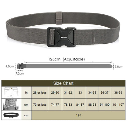 Herren-Taktik-Gürtel aus Elastikmaterial mit Matte-Metall-Schnalle und Schnellverschluss, Alltags- und Outdoor-Gürtel