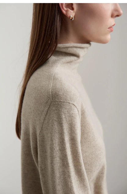 Damen-Rollkragenpullover Wolle-Kaschmir warm elegant Herbst-Winter