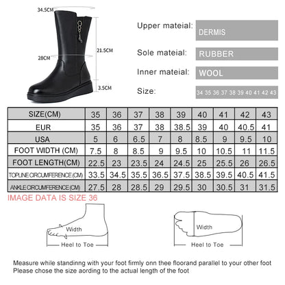 AIYUQI Women's Winter Boots Wool 2025  New Large Size 41 42 43 Women's Snow Boots Wool Flat Women's Mid-Boots