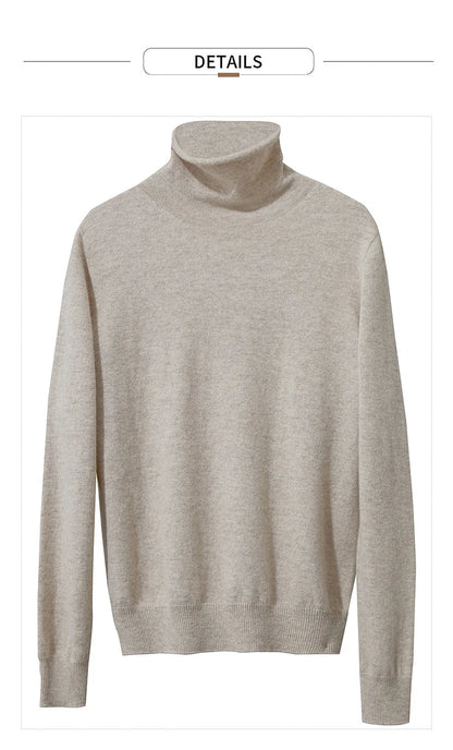 Damen-Rollkragenpullover Wolle-Kaschmir warm elegant Herbst-Winter