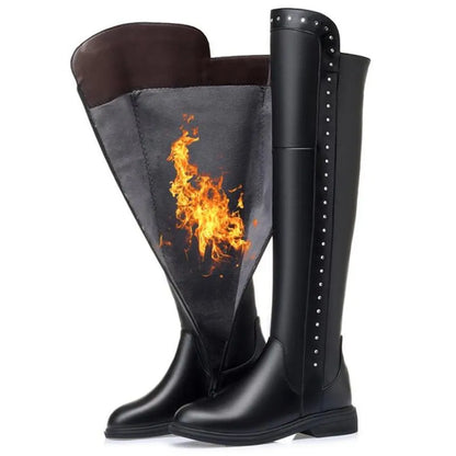 AIYUQI Womens Knee High Boots Winter 2025 New Genuine Leather Women Thigh High Boots Plus Size Wool Warm Women's High Boots