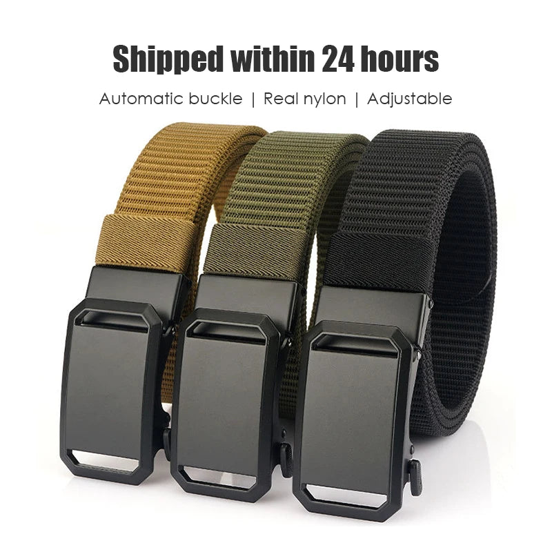 Herren-Gürtel aus Nylon mit Automatik-Schnalle, Robuster Alltags- und Outdoor-Begleiter, 3,4 cm Breit