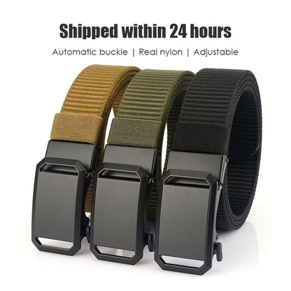 Herren-Gürtel aus Nylon mit Automatik-Schnalle, Robuster Alltags- und Outdoor-Begleiter, 3,4 cm Breit