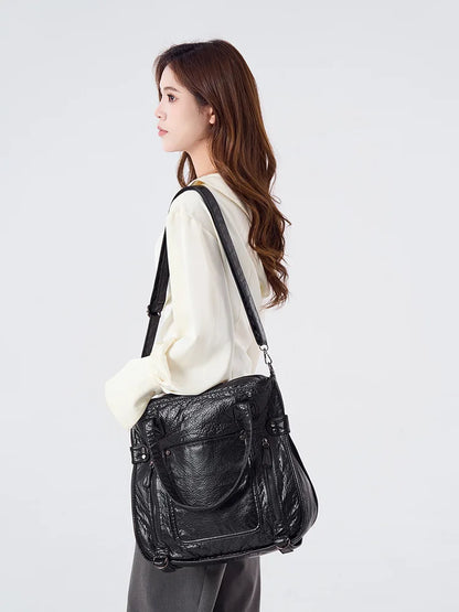 Damen-Handtasche aus weichem Leder mit Mehrfachfächern Große Umhängetasche mit Top-Griff