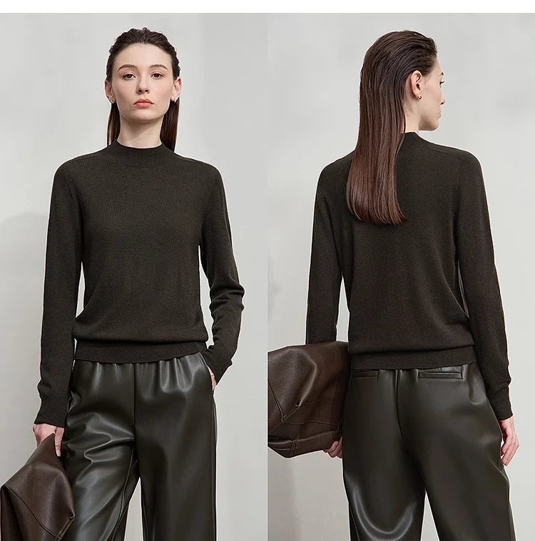 Damen V-Ausschnitt Pullover 100 % Wolle Basic Herbst-Winter