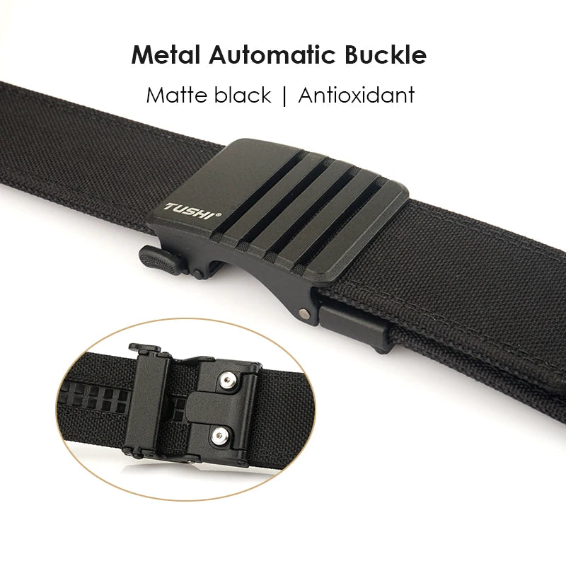Herren-Taktischer Gürtel aus Nylon mit matte Metall-Schnalle und 43 mm Breite für Alltag und Freizeit