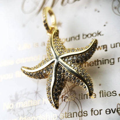 Damen-Charm-Anhänger goldener Meeresstern romantisch aus Sterlingsilber