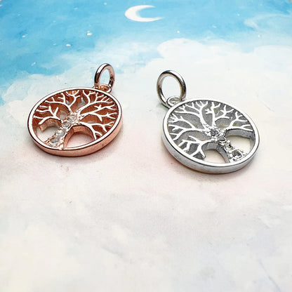 Damen-Charm-Anhänger kleiner Baum romantisch Frühling aus Sterlingsilber