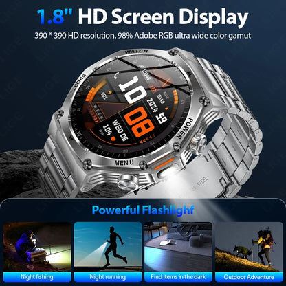 Herren Smartwatch mit 1,8 Zoll HD Display und 100 Sportmodi