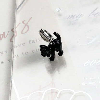Damen-Charm-Anhänger schwarze Katze trendig II aus Sterlingsilber