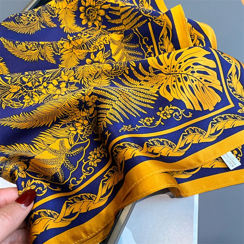 Damen Seidenschal quadratisch einfarbig Halstuch Bandana Foulard Frühling Sommer