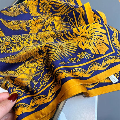 Damen Seidenschal quadratisch einfarbig Halstuch Bandana Foulard Frühling Sommer