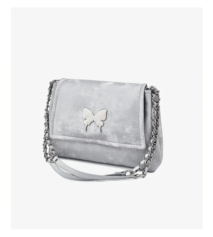 Elegante Damen Schultertasche aus PU-Leder mit Schmetterlings-Dekor