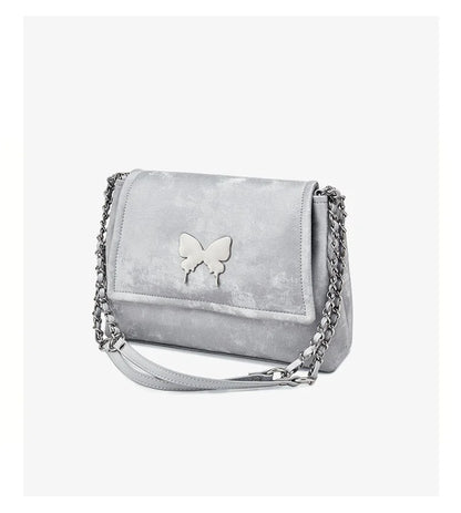 Elegante Damen Schultertasche aus PU-Leder mit Schmetterlings-Dekor