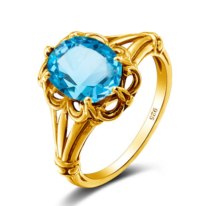 Damen-Ring aus Gelbgold mit ovalem Mystic Topas 8x10mm handgefertigt Schmuckgeschenk
