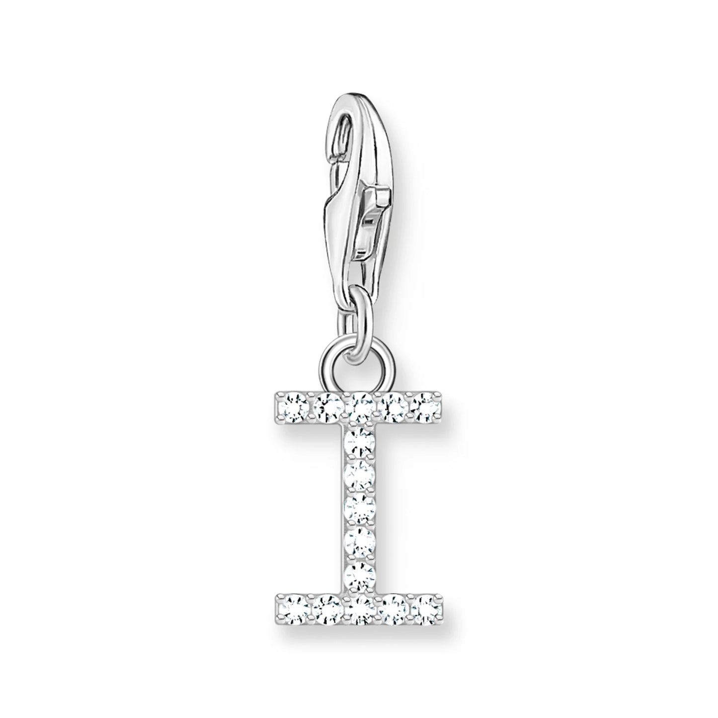 Damen-Charm-Anhänger Buchstaben weißer Stein klassisch aus Sterlingsilber