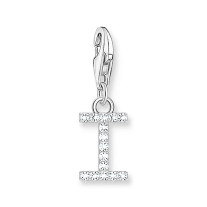 Damen-Charm-Anhänger Buchstaben weißer Stein klassisch aus Sterlingsilber