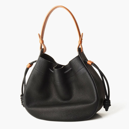 Natur Kalbsleder Damen-Handtasche | Kordelzug Dumpling-Form