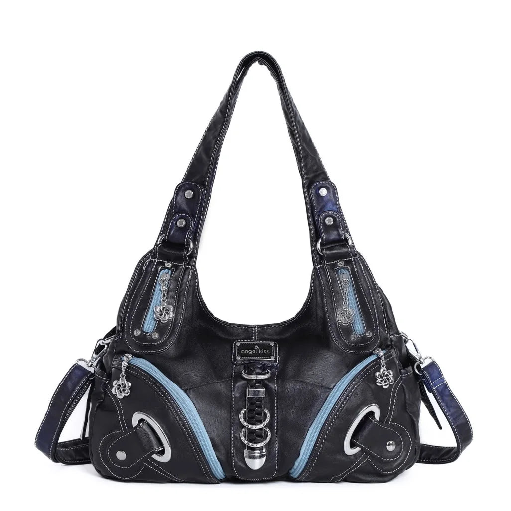 Damen-Schultertasche Vintage Stil mit Top-Griff große Handtasche für Alltag und Freizeit