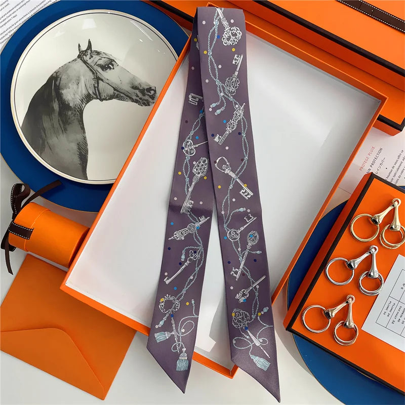 Damen Seidenschal klein quadratisch Haarband Halstuch Kopftuch Bandana E