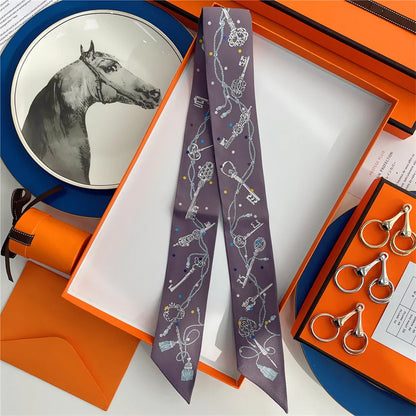 Damen Seidenschal klein quadratisch Haarband Halstuch Kopftuch Bandana E