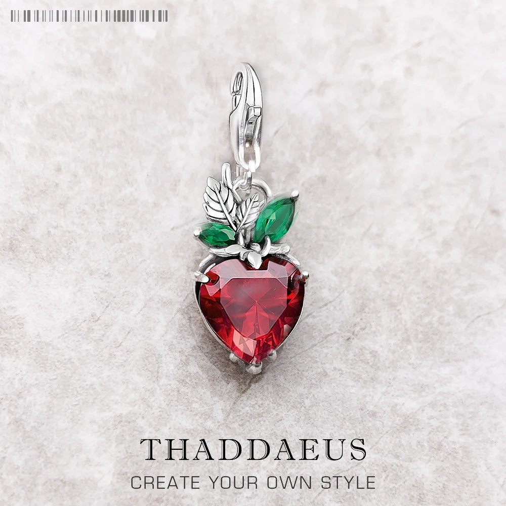 Damen-Charm-Anhänger Erdbeere romantisch Sommer aus Sterlingsilber