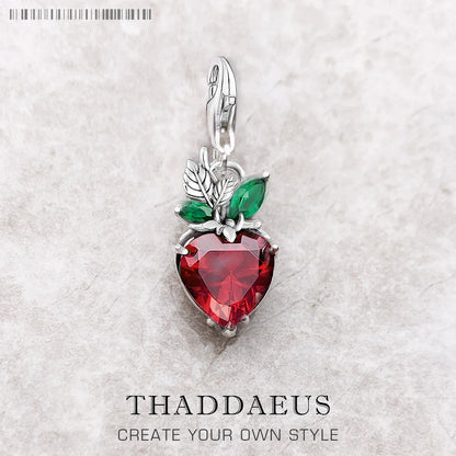 Damen-Charm-Anhänger Erdbeere romantisch Sommer aus Sterlingsilber