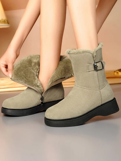 AIYUQI Snow Boots Female Genuine Leather 2025 New Wedge Anti-slip Women's Winter Shoes Boots Natural Wool Women Ankle Boots