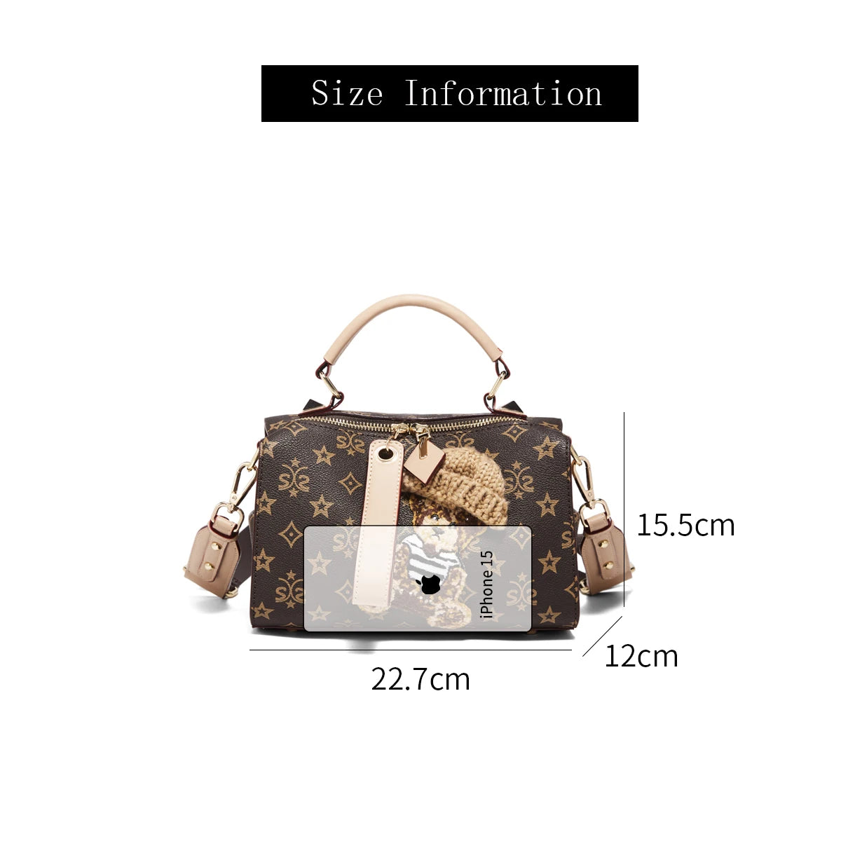 Damen Handtasche aus PU-Leder im Boston-Stil mit verstellbarem Tragegurt