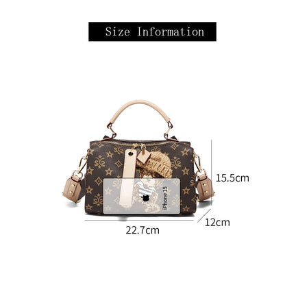 Damen Handtasche aus PU-Leder im Boston-Stil mit verstellbarem Tragegurt