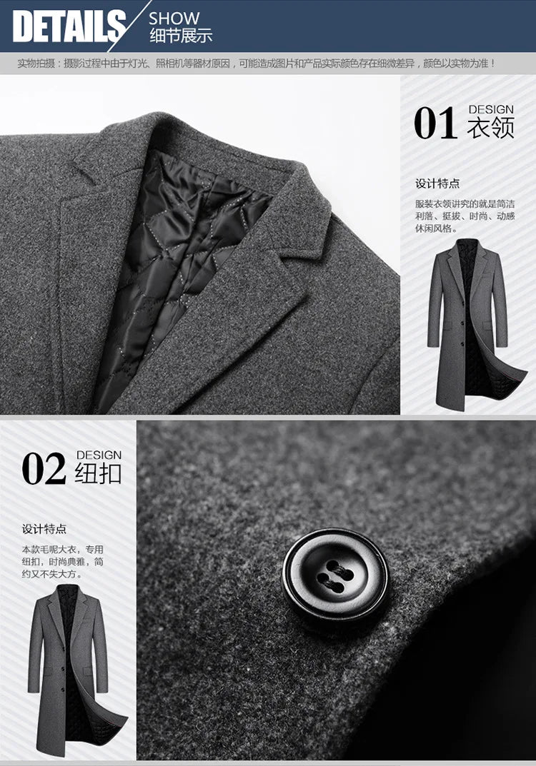 Wollmantel für Herren in Schwarz-Grau – Modern & elegant
