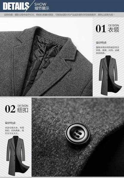 Wollmantel für Herren in Schwarz-Grau – Modern & elegant