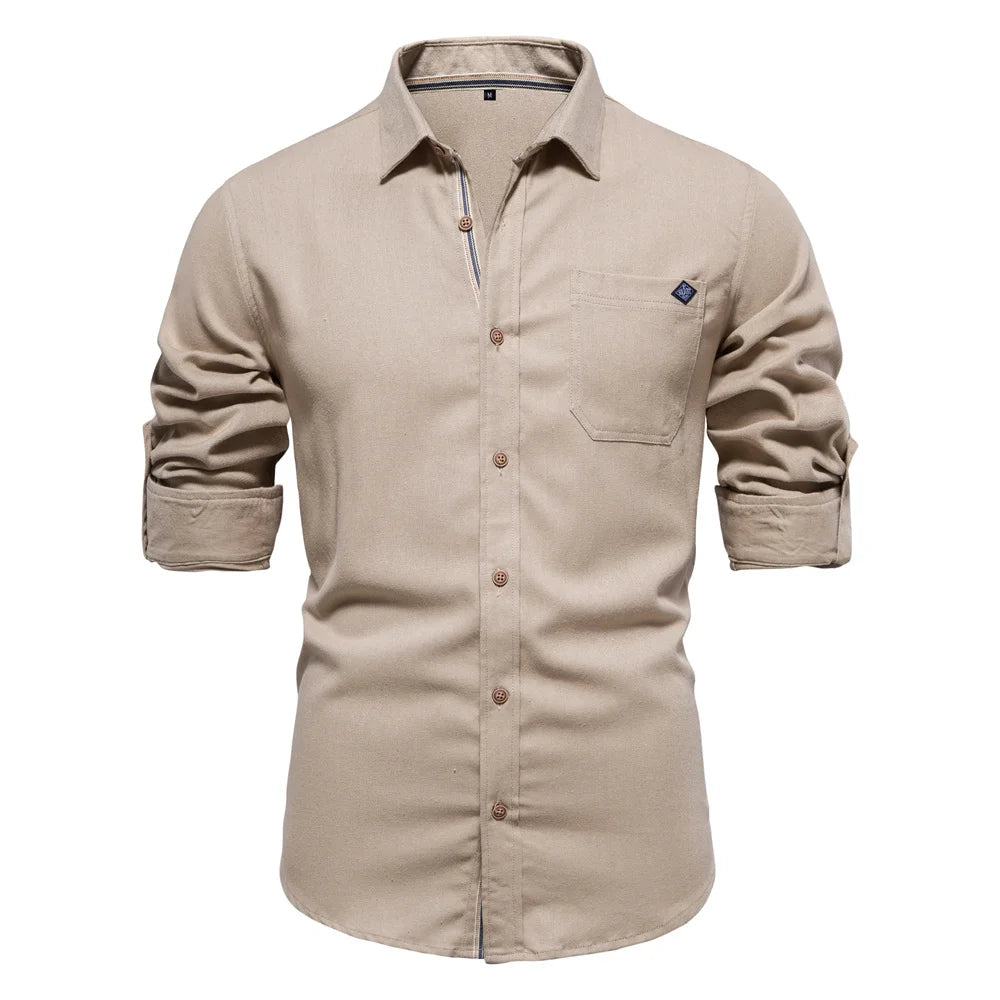 Herren Langarm Shirt aus 100 Prozent Baumwolle mit Einzel Tasche