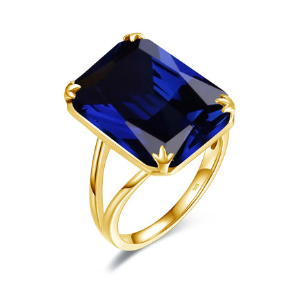 Damen-Ring mit Saphir in Krappenfassung aus 925 Sterling Silber Hypoallergen Hochzeit Jubiläum