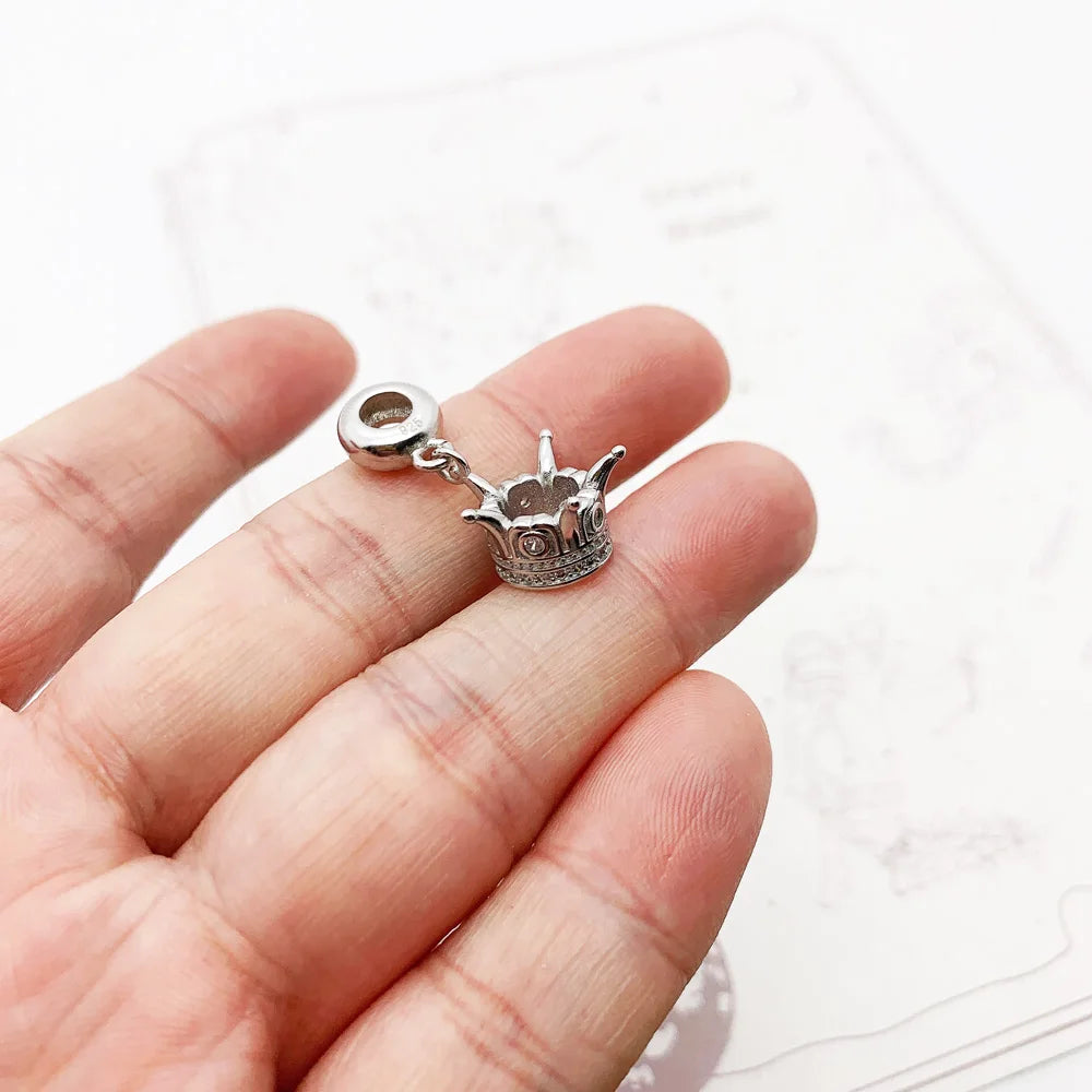 Damen-Charm-Anhaenger Krone Vintage aus Sterlingsilber
