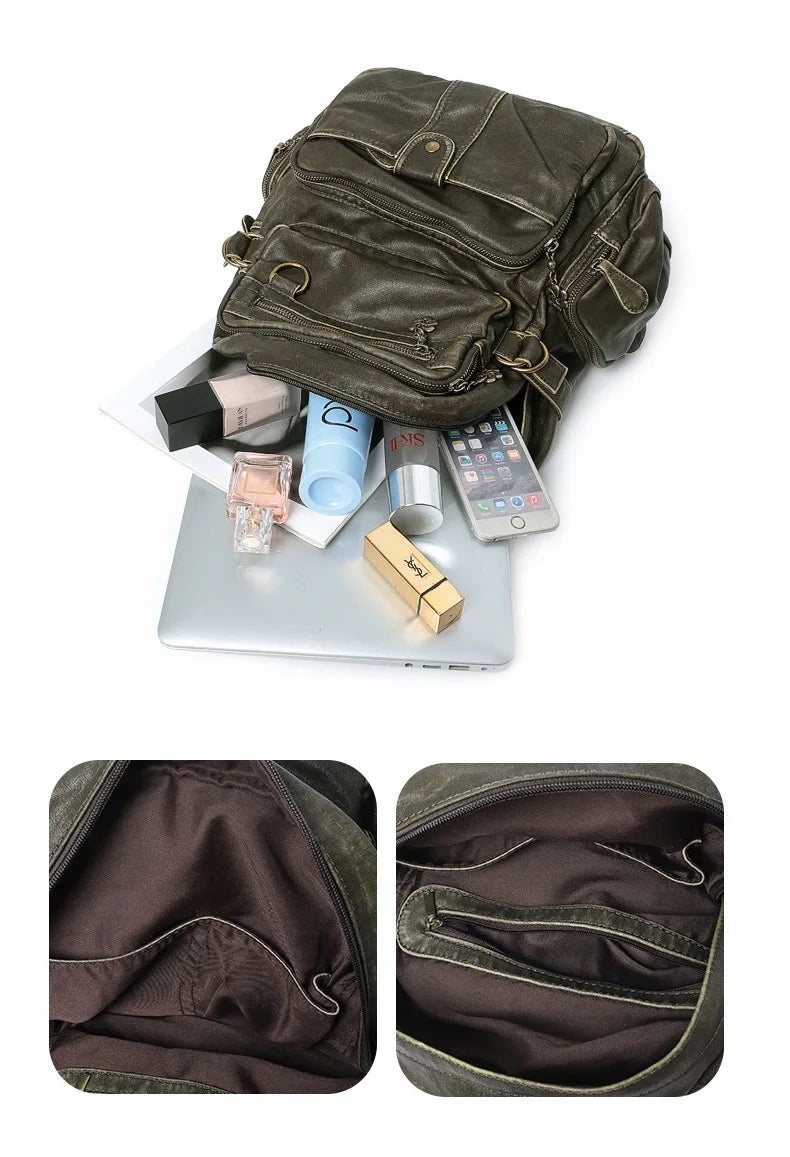 Damen-Schulrucksack Großes Fassungsvermögen 20-35 Liter Mit Gepolstertem Rücken Vintage Schwarz