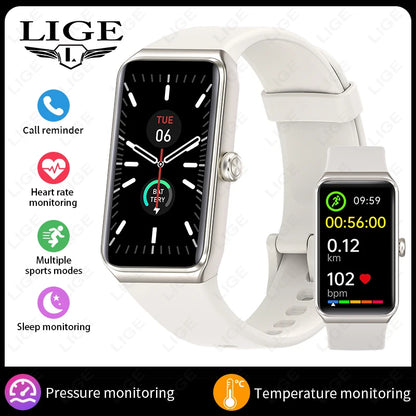LIGE 1,47-Zoll-HD-Bildschirm-Smartwatch für Männer und Frauen, wasserdicht, Fitness, Sportarmband, Herzfrequenz-Thermometer, Smartwatch, 2025, Neu