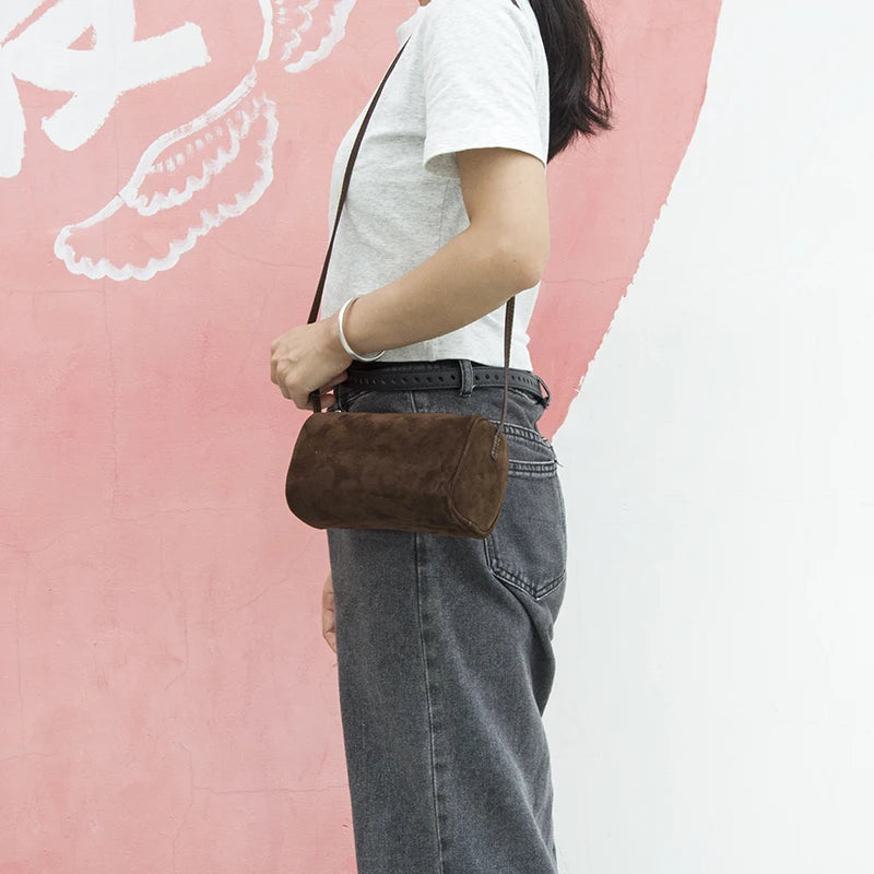 First Layer Wildleder-Handtasche Damen | Mini-Quadrat-Form