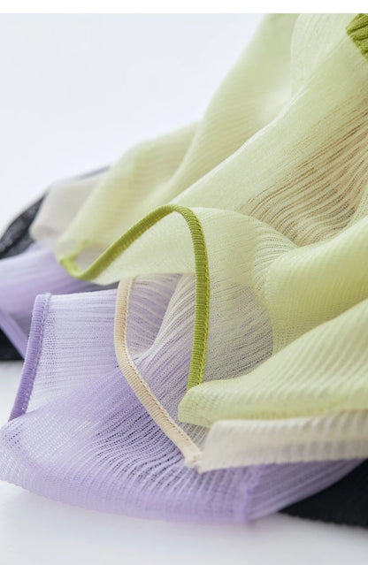 Gerippter Strickpullover für Damen, Farbblock in Flieder, offene Schultern/Schulter-Ausschnitt