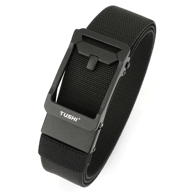 Herren-Gürtel Elastischer Nylon-Gürtel Mit Automatischer Metallschnalle Verstellbare Länge