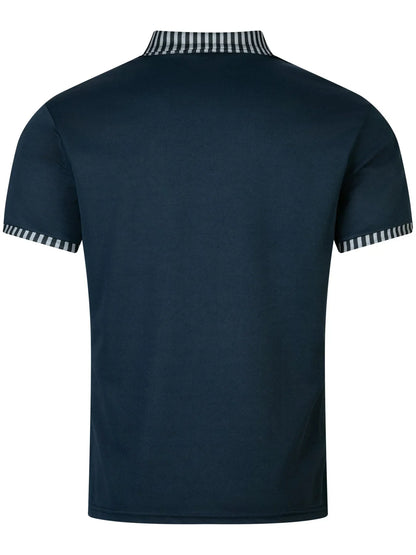 Leichtes Herren-Poloshirt aus Eisseide mit kurzem Ärmel und Reverskragen – ideal für den Sommer im Büro.