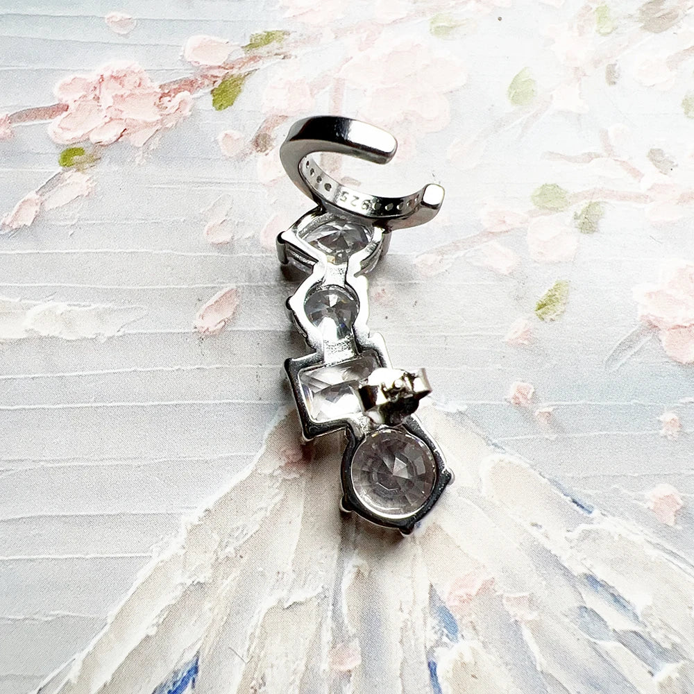 Damen-Einzelohrstecker Climber weißer Zirkon glamourös aus Sterlingsilber