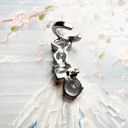 Damen-Einzelohrstecker Climber weißer Zirkon glamourös aus Sterlingsilber