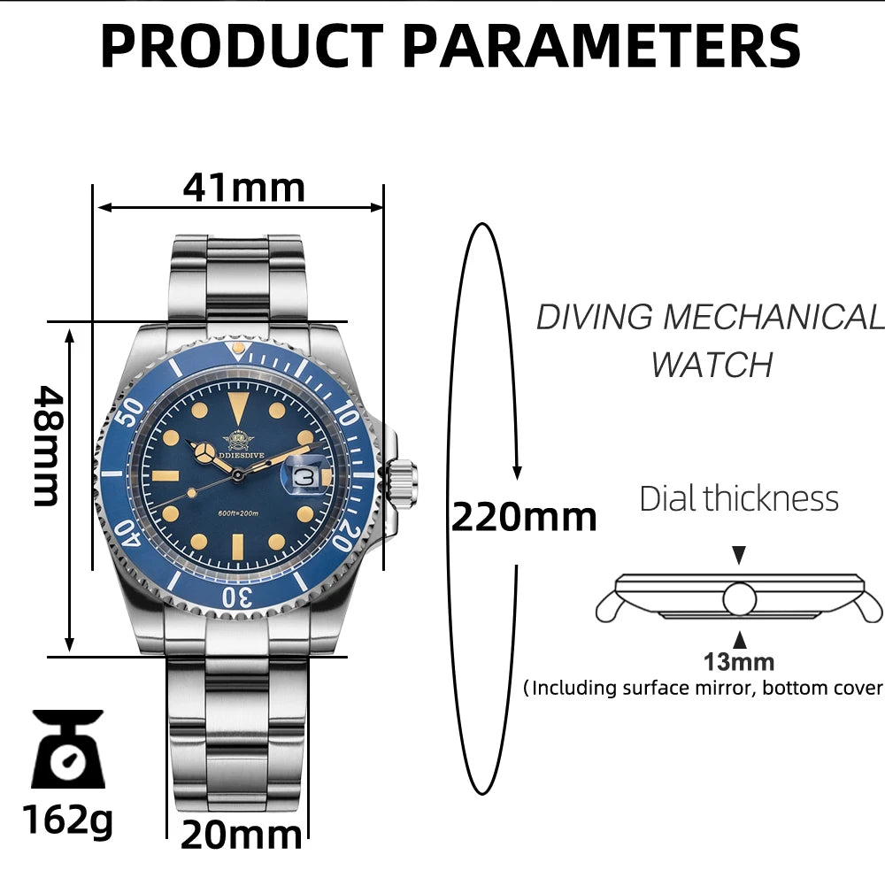 41mm Herren Quarzuhr Business 200m wasserdicht Mineralglas japanisches Werk Leuchtzeiger