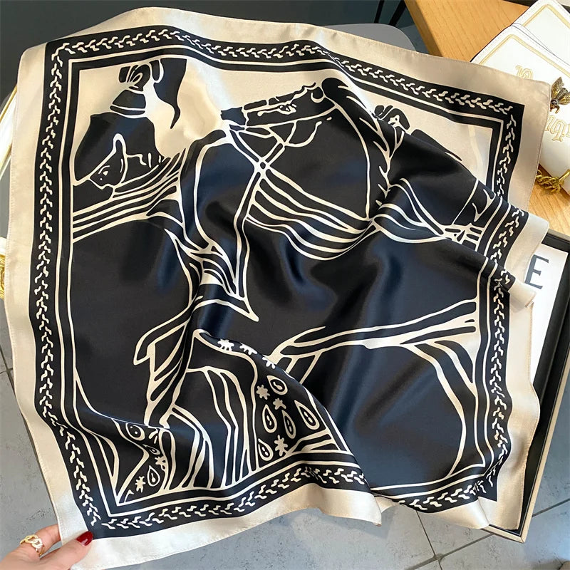 Damen Seidenschal quadratisch 70cm Halstuch Bandana Hijab Pashmina K
